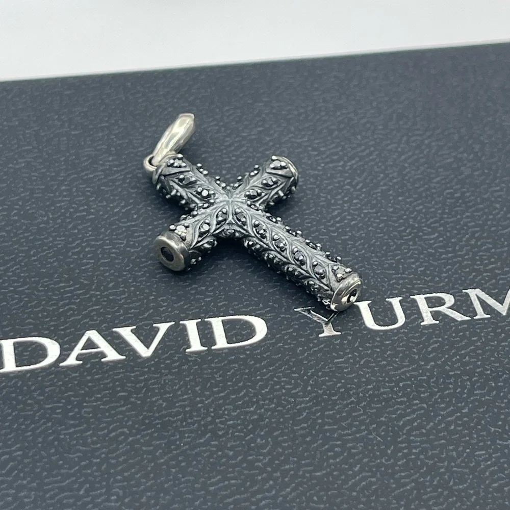 David Yurman Chevron Cross with Black Diamonds Pendant